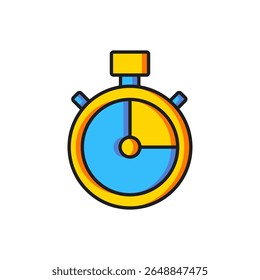 Color Stopwatch icon isolated on white background. Time timer sign. Chronometer sign. Flat filled outline style with shadow. Vector