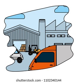 color store delivery and wood boxes with forklift
