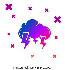 Color Storm icon isolated on white background. Cloud and lightning sign. Weather icon of storm. Gradient random dynamic shapes. Vector Illustration