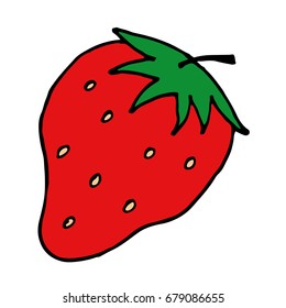 Color Strawberry vector doodle summer hand-drawn picture.