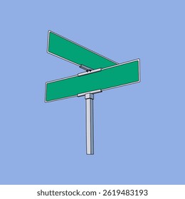 Color Street Sign Vector with Outline for Graphic Design Use, Editable Street Sign Mockup with Colored Background