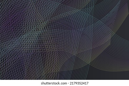 Color Stripe Geometric Vector Fondo negro. Textura sonora de la curva arco iris. Diseño de movimiento de elementos dinámicos. Ilustración musical Neon Waveform.
