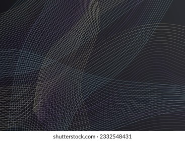 Farbstreifen Moderner, schwarzer Vektorhintergrund. Helle Blend Rauch Illustration. Flow Graphic Texture. Geometrische Vorlage für die Farbkurve.