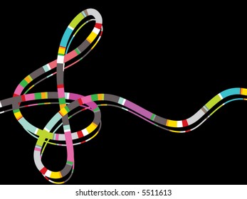 color stripe music note on black (vector)