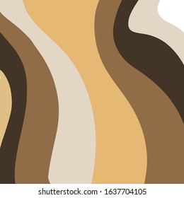Color striped pattern. Thin and wide wavy lines. Abstract  texture. orange, brawn, white colored background. Vector
