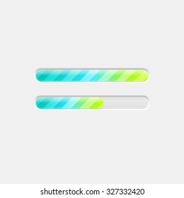 Color striped progress bar vector template on white background.  for mobile and website application. Loading colorful ribbon for t-shirt print. Download symbol for online game.