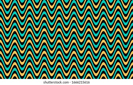 Color striped seamless pattern. Abstract wave line art. Op art, optical illusion. Psychedelic background. Modern design, graphic texture.