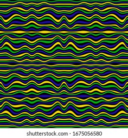 Color striped seamless pattern. Abstract wave line art. Op art, optical illusion. Psychedelic background. Modern design, graphic texture.