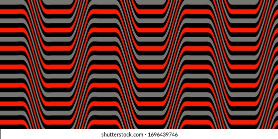 Color rayado sin fisuras. Arte abstracto de la línea de onda. Arte artístico, ilusión óptica. Antecedentes psicodélicos. Diseño moderno, textura gráfica.