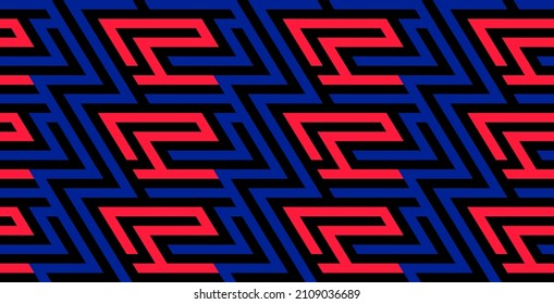 Color striped seamless pattern. Bright and colorful modern vector texture. Red, blue and black graphic background.