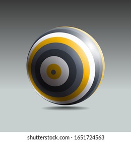 Farb gestreifte Kugel mit realistischem Licht und Schatten. Abstraktes 3D-Vektorillustration-Objekt.