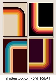 Color Stripes from the 1970s Style Vintage Background Set 