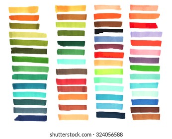 Color stripes drawn with markers. Stylish elements for design. Vector brushes marker stroke bright color