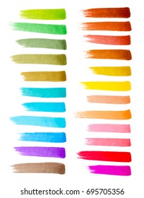 Color stripes drawn with markers. Stylish elements for design. Vector brushes marker stroke bright color.