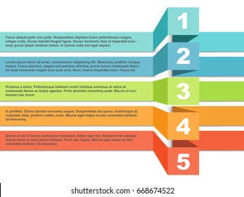 Color stripes infographic template with five steps or choice option with stand out effect. Vector illustration.