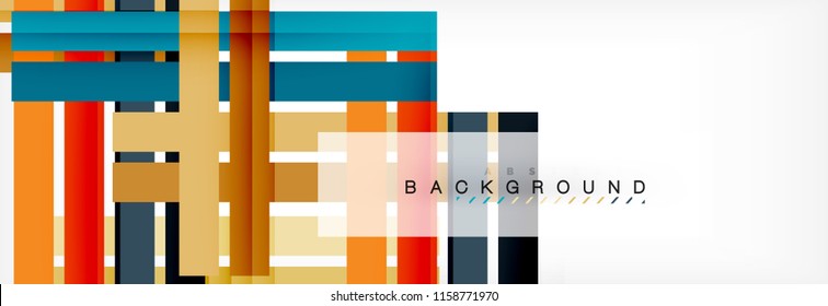 Bandas y líneas de color, fondo abstracto geométrico, plantilla vectorial moderna