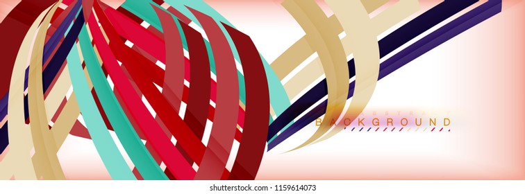 Bandas y líneas de color, fondo abstracto geométrico, plantilla vectorial moderna