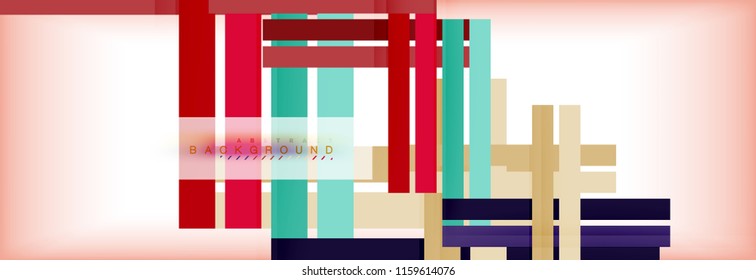 Bandas y líneas de color, fondo abstracto geométrico, plantilla vectorial moderna