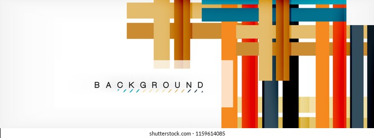 Bandas y líneas de color, fondo abstracto geométrico, plantilla vectorial moderna