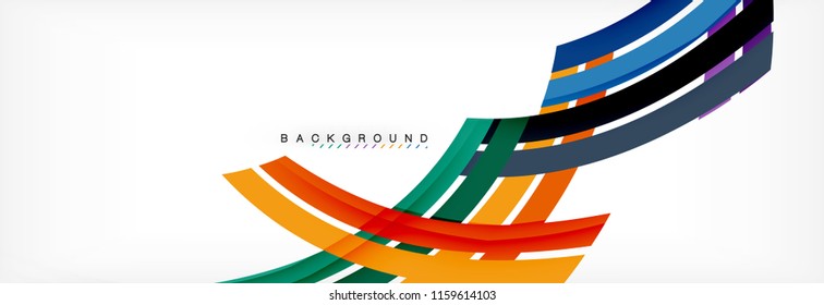 Bandas y líneas de color, fondo abstracto geométrico, plantilla vectorial moderna