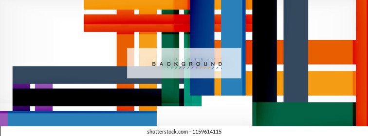 Bandas y líneas de color, fondo abstracto geométrico, plantilla vectorial moderna