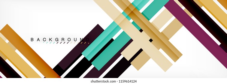 Bandas y líneas de color, fondo abstracto geométrico, plantilla vectorial moderna
