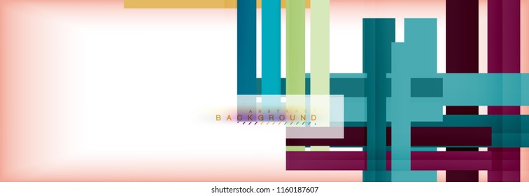 Bandas y líneas de color, fondo abstracto geométrico, plantilla vectorial moderna
