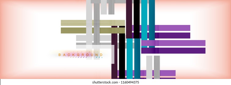 Bandas y líneas de color, fondo abstracto geométrico, plantilla vectorial moderna