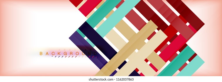 Bandas y líneas de color, fondo abstracto geométrico, plantilla vectorial moderna