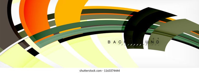 Bandas y líneas de color, fondo abstracto geométrico, plantilla vectorial moderna