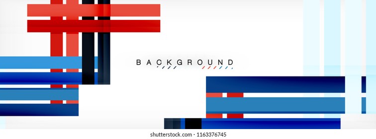 Bandas y líneas de color, fondo abstracto geométrico, plantilla vectorial moderna