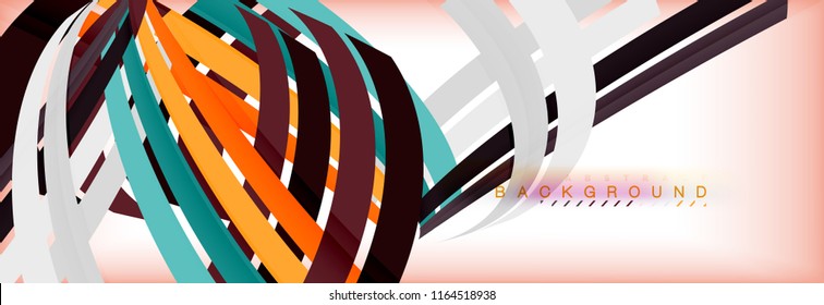 Bandas y líneas de color, fondo abstracto geométrico, plantilla vectorial moderna