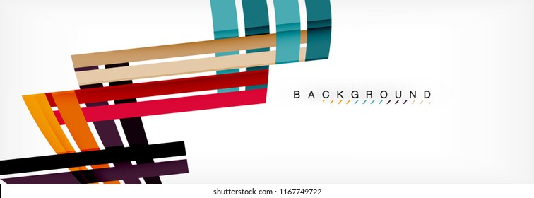 Color stripes and lines, geometric abstract background, vector modern template