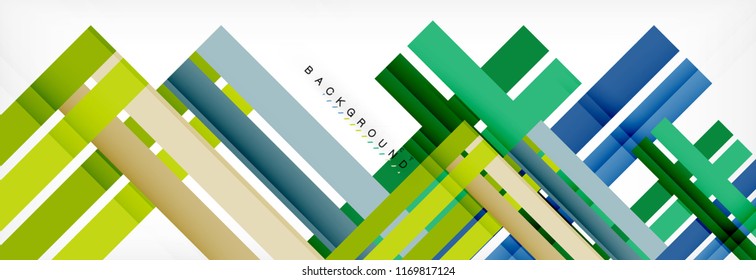 Bandas y líneas de color, fondo abstracto geométrico, plantilla vectorial moderna