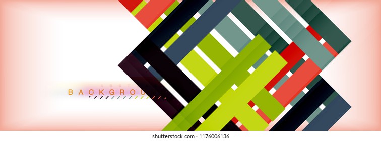 Bandas y líneas de color, fondo abstracto geométrico, plantilla vectorial moderna
