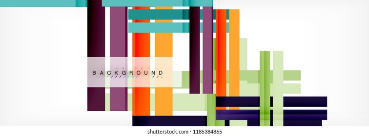 Bandas y líneas de color, fondo abstracto geométrico, plantilla vectorial moderna