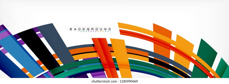 Bandas y líneas de color, fondo abstracto geométrico, plantilla vectorial moderna