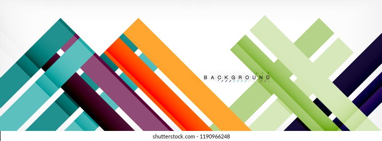 Bandas y líneas de color, fondo abstracto geométrico, plantilla vectorial moderna