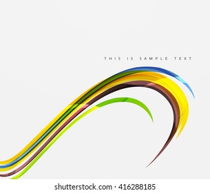 Color stripes with shiny light effects, wave line abstract background - color curve lines in motion concept and with light and shadow effects. Presentation banner and business card message design