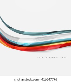 Color stripes with shiny light effects, wave line abstract background - color curve lines in motion concept and with light and shadow effects. Presentation banner and business card message design