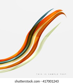 Color stripes with shiny light effects, wave line abstract background - color curve lines in motion concept and with light and shadow effects. Presentation banner and business card message design