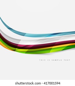 Color stripes with shiny light effects, wave line abstract background - color curve lines in motion concept and with light and shadow effects. Presentation banner and business card message design