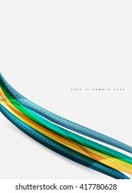 Bandas de color con efectos luminosos brillantes, fondo abstracto de línea de onda - líneas de curva de color en el concepto de movimiento y con efectos de luz y sombra. Pancarta de presentación y diseño de mensajes de tarjeta de visita