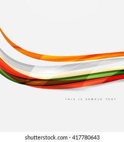 Color stripes with shiny light effects, wave line abstract background - color curve lines in motion concept and with light and shadow effects. Presentation banner and business card message design