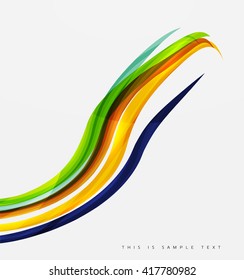 Bandas de color con efectos luminosos brillantes, fondo abstracto de línea de onda - líneas de curva de color en el concepto de movimiento y con efectos de luz y sombra. Pancarta de presentación y diseño de mensajes de tarjeta de visita
