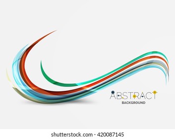Bandas de color con efectos luminosos brillantes, fondo abstracto de línea de onda - líneas de curva de color en el concepto de movimiento y con efectos de luz y sombra. Pancarta de presentación y diseño de mensajes de tarjeta de visita