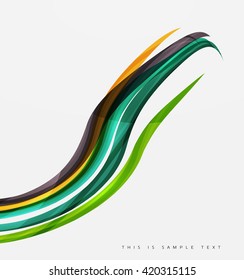 Color stripes with shiny light effects, wave line abstract background - color curve lines in motion concept and with light and shadow effects. Presentation banner and business card message design