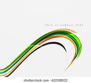 Color stripes with shiny light effects, wave line abstract background - color curve lines in motion concept and with light and shadow effects. Presentation banner and business card message design