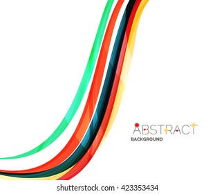 Color stripes with shiny light effects, wave line abstract background - color curve lines in motion concept and with light and shadow effects. Presentation banner and business card message design