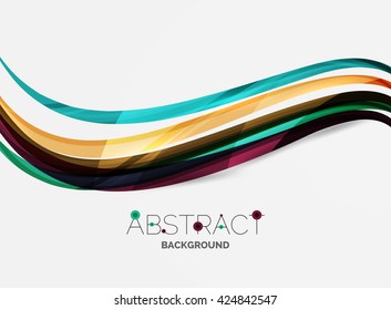 Color stripes with shiny light effects, wave line abstract background - color curve lines in motion concept and with light and shadow effects. Presentation banner and business card message design